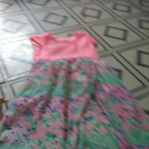 Girls Pink Lace Top Floral Bottom